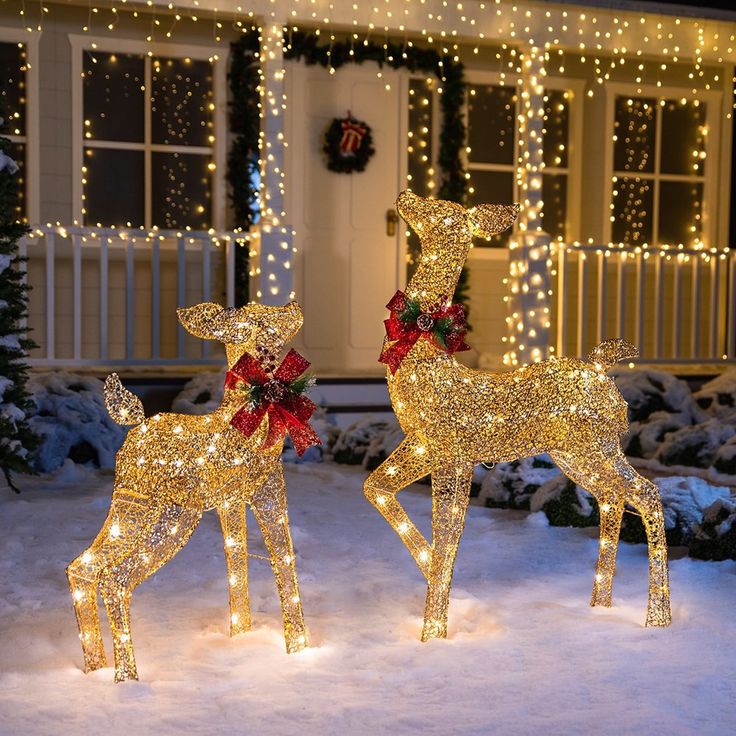 Joiedomi_Christmas_Reindeer_Christmas_Decoration_Gold_Doe_And_Fawn_Yard_Lights_2_Packs